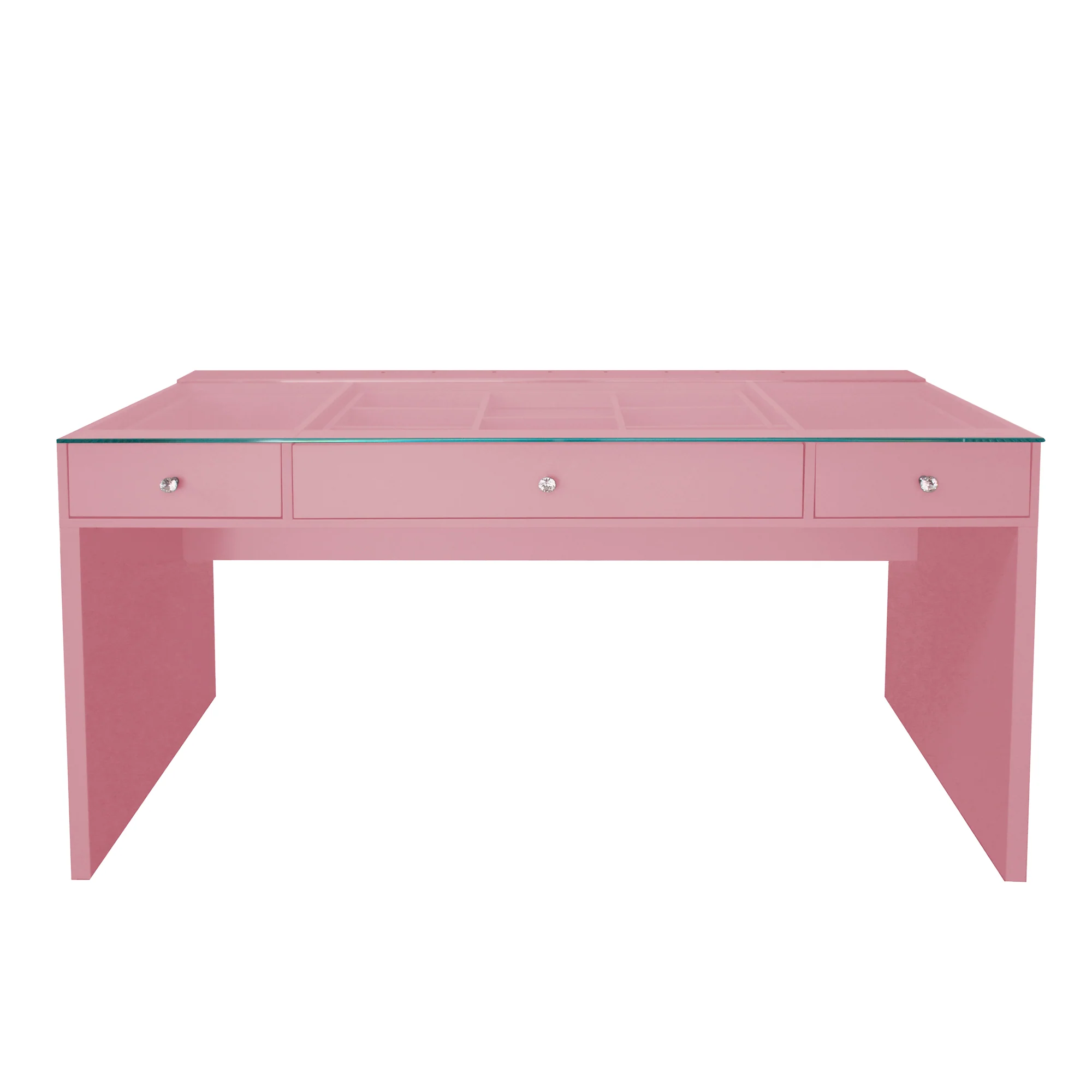 SlayStation Naomi Vanity Table with Glass Tabletop + 4 Drawer Units Bundle - Image 16